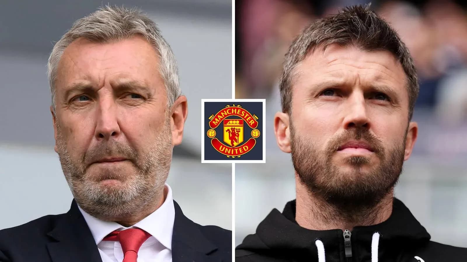 Тренеры команды Manchester United на фоне логотипа