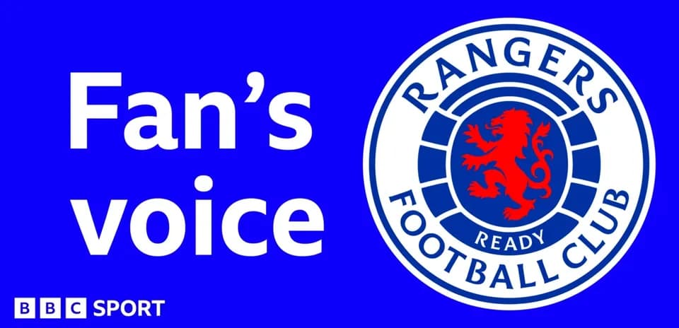 Логотип Rangers Football Club и текст 'Fan's voice'