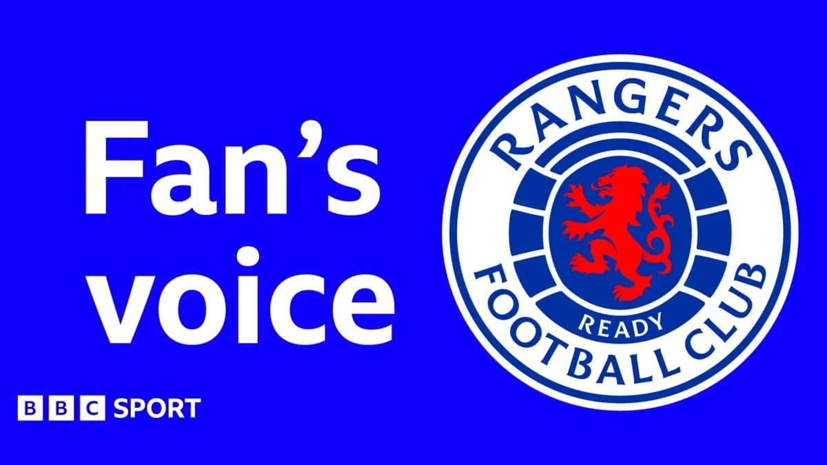 Логотип Rangers Football Club и текст 'Fan's voice'