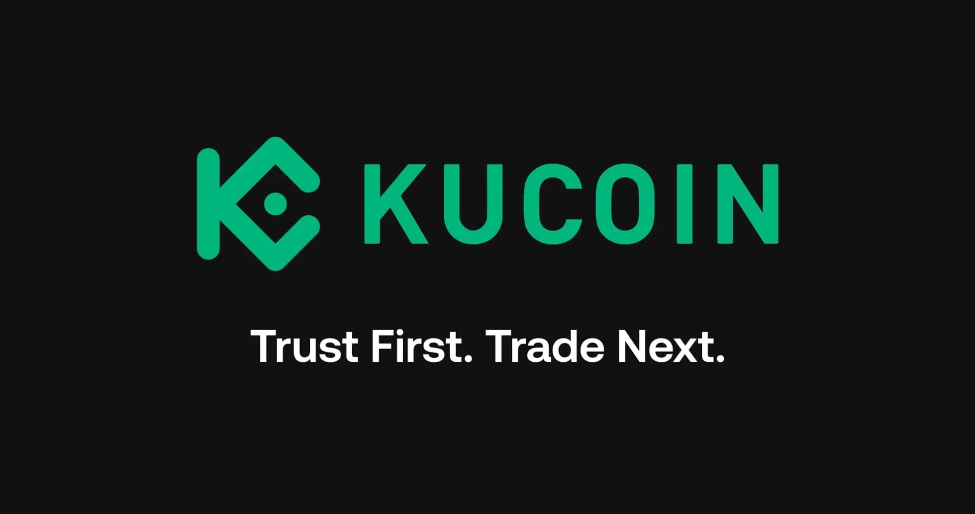 Логотип KuCoin с лозунгом Trust First. Trade Next.