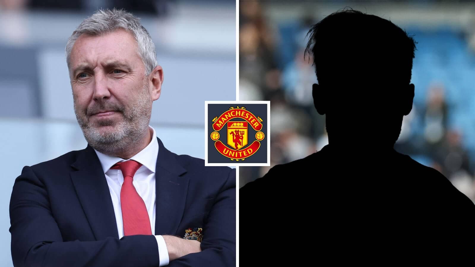 Человек в костюме и логотип Manchester United