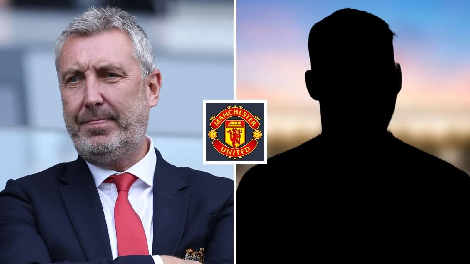 Человек в костюме и логотип Manchester United