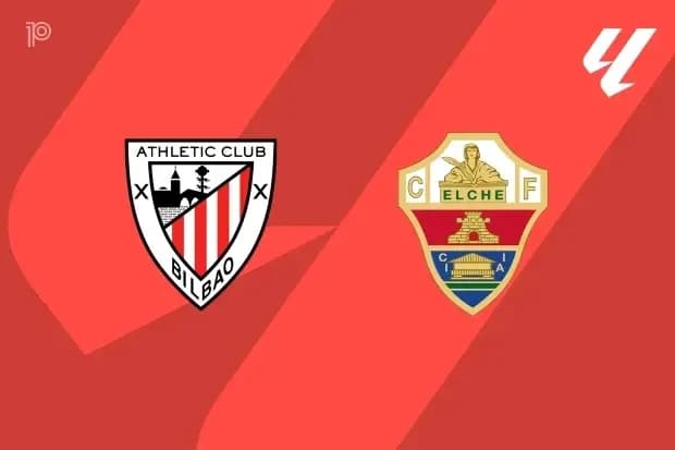 Логотипы Athletic Club и Elche на фоне