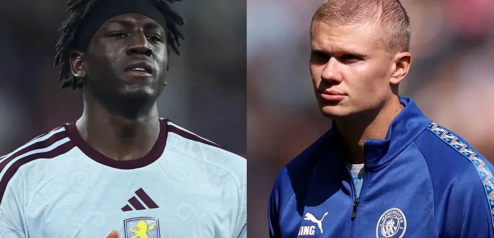Игроки Aston Villa и Manchester City на поле