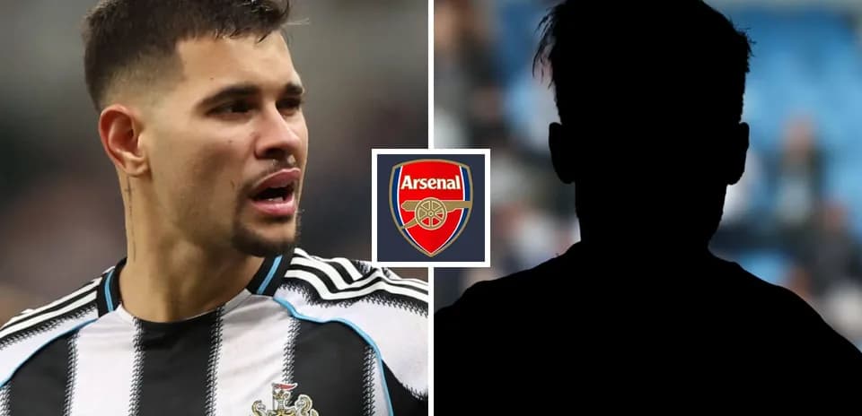 Игрок Newcastle United на фоне логотипа Arsenal