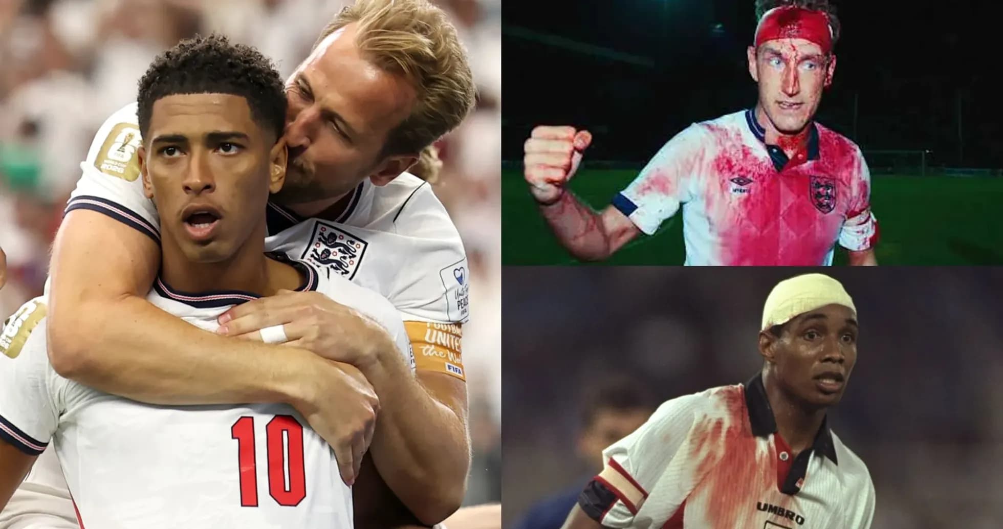 Collage of England players in intense moments