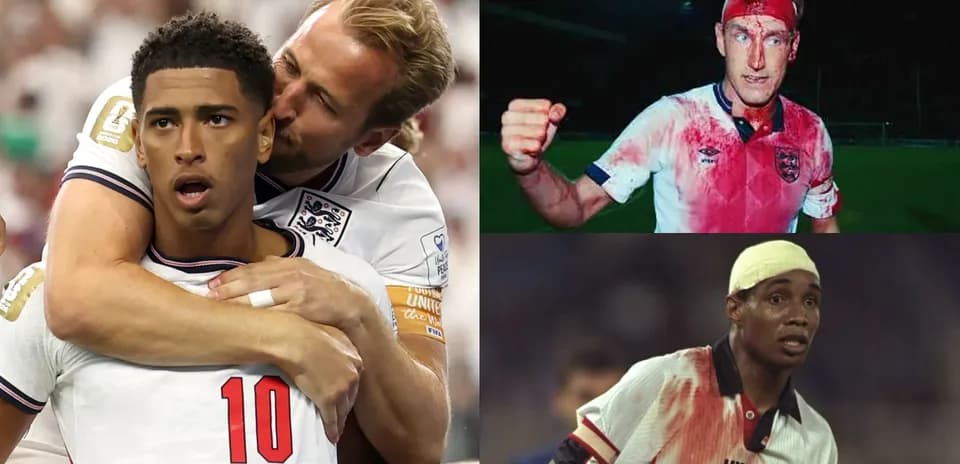Collage of England players in intense moments