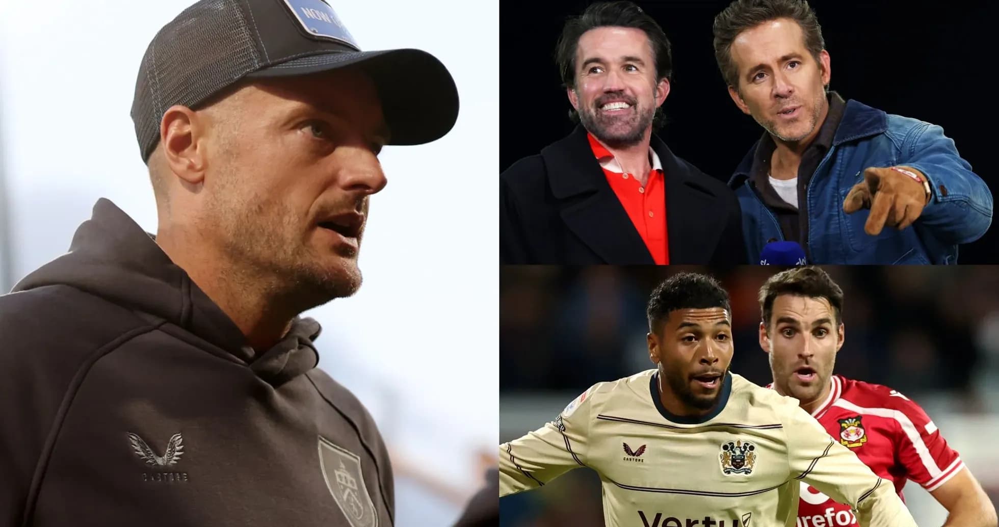 Collage of football manager and players during match