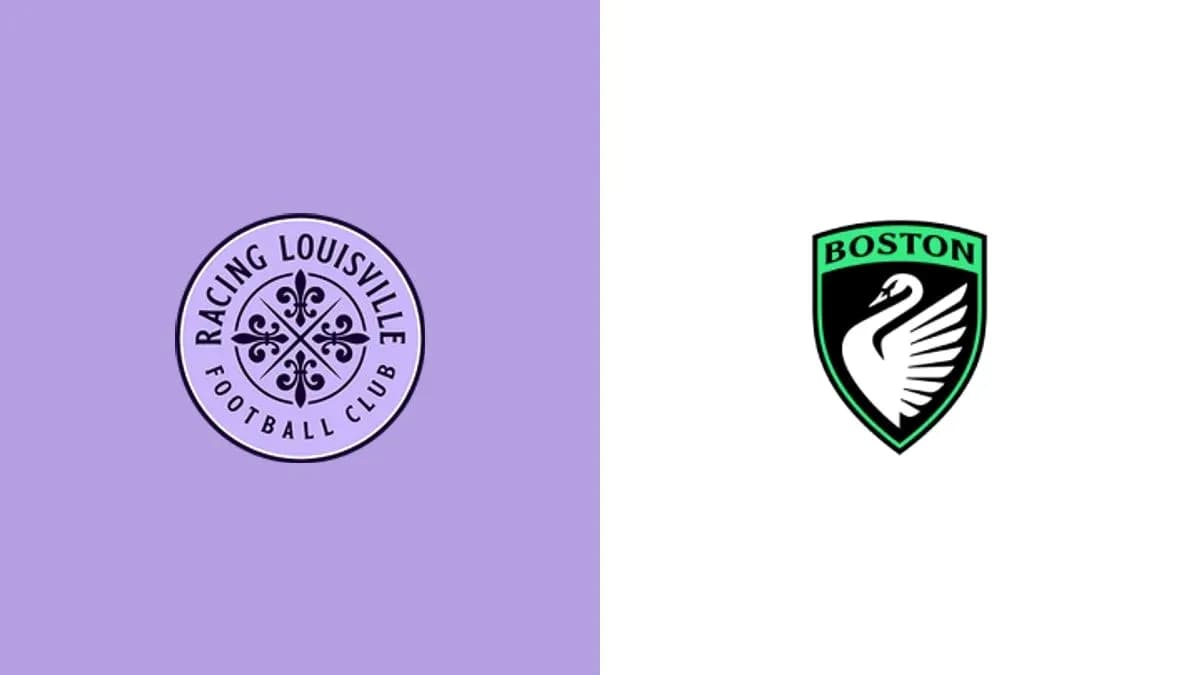 Логотипы Racing Louisville и Boston на фоне