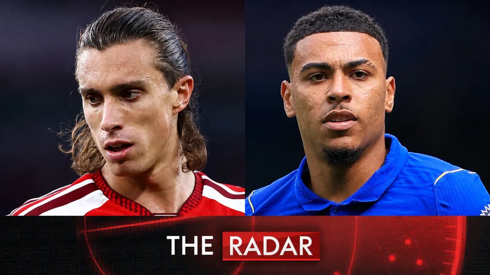 Два футболиста на фоне графики 'THE RADAR'