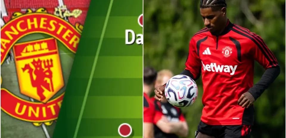 Игрок Manchester United на тренировке с мячом