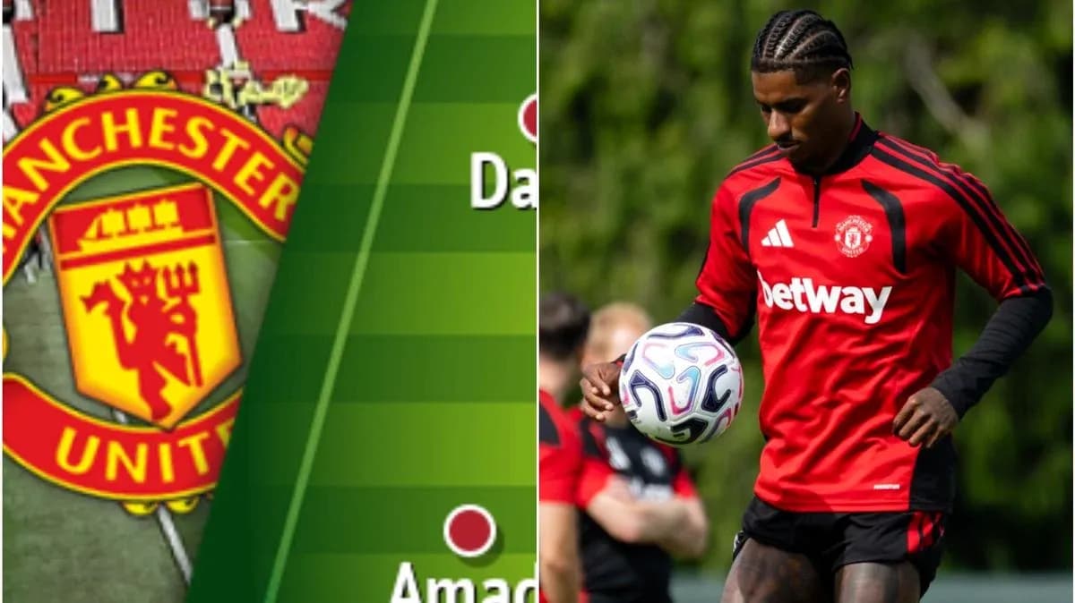 Игрок Manchester United на тренировке с мячом