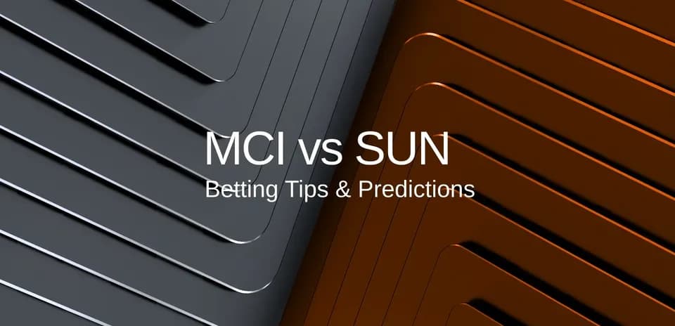 Фоновый узор с текстом о ставках на матч MCI против SUN