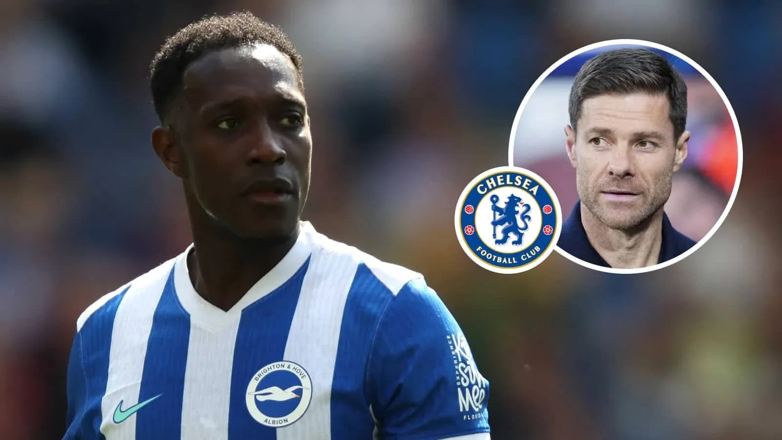 Игрок Brighton & Hove Albion на поле с логотипом Chelsea