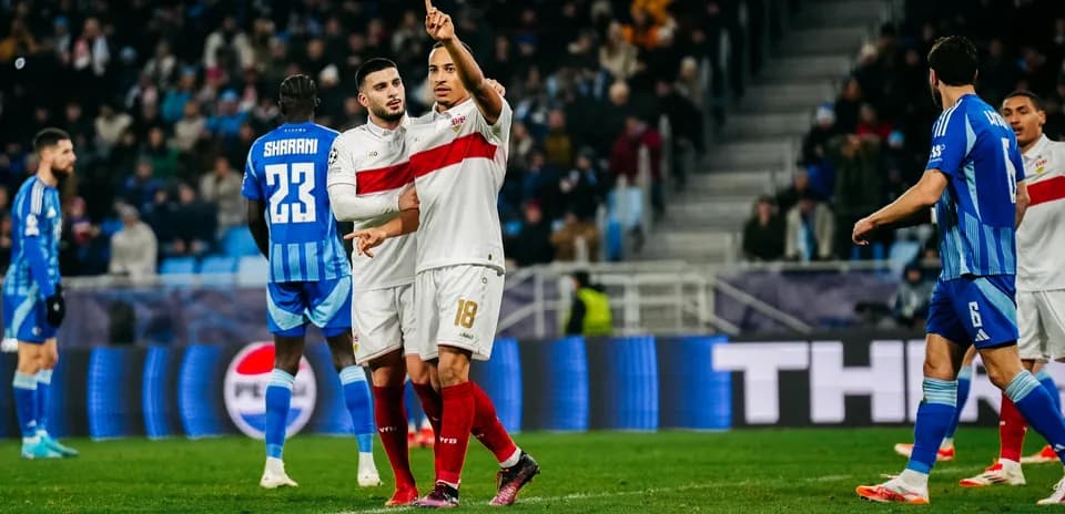 Игроки VfB Stuttgart на матче Лиги чемпионов