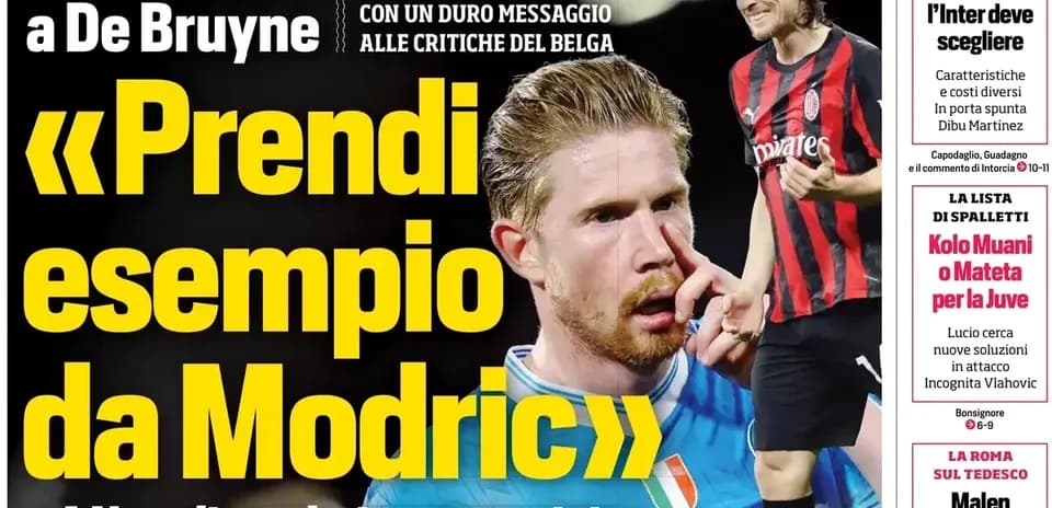 De Bruyne featured in sports newspaper headline