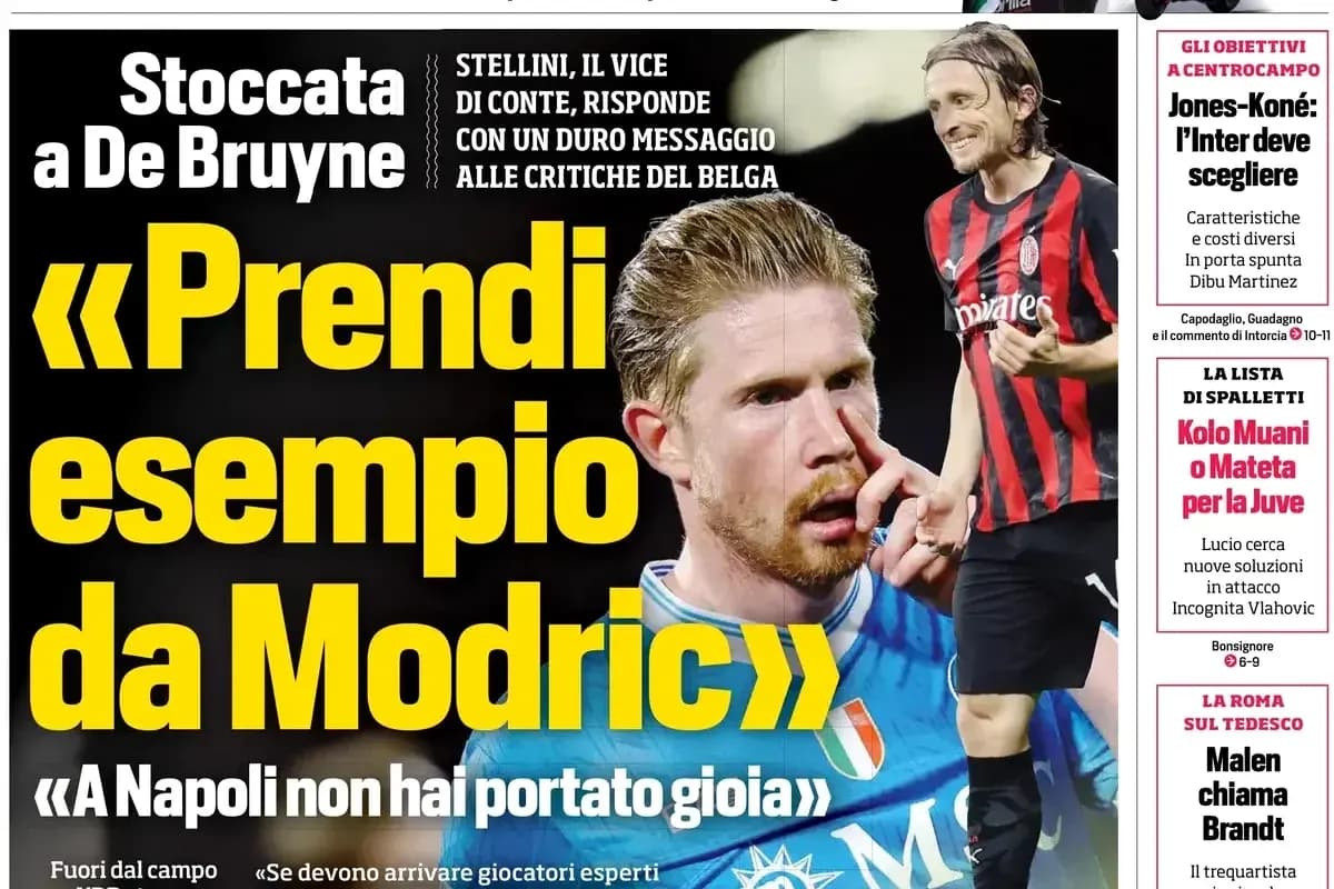 De Bruyne featured in sports newspaper headline