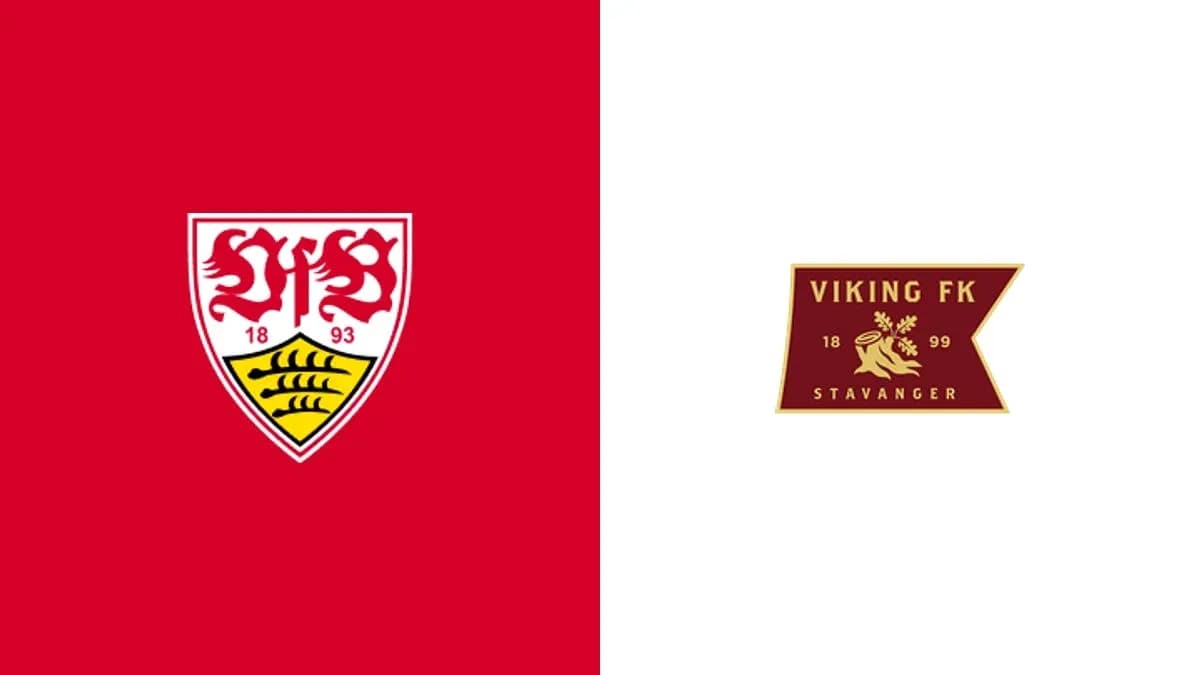 Логотипы VfB Stuttgart и Viking FK на фоне
