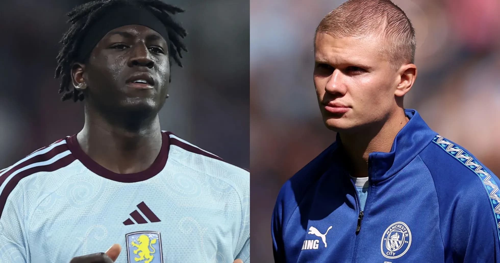 Игроки Aston Villa и Manchester City на поле Игроки Aston Villa и Manchester City на поле