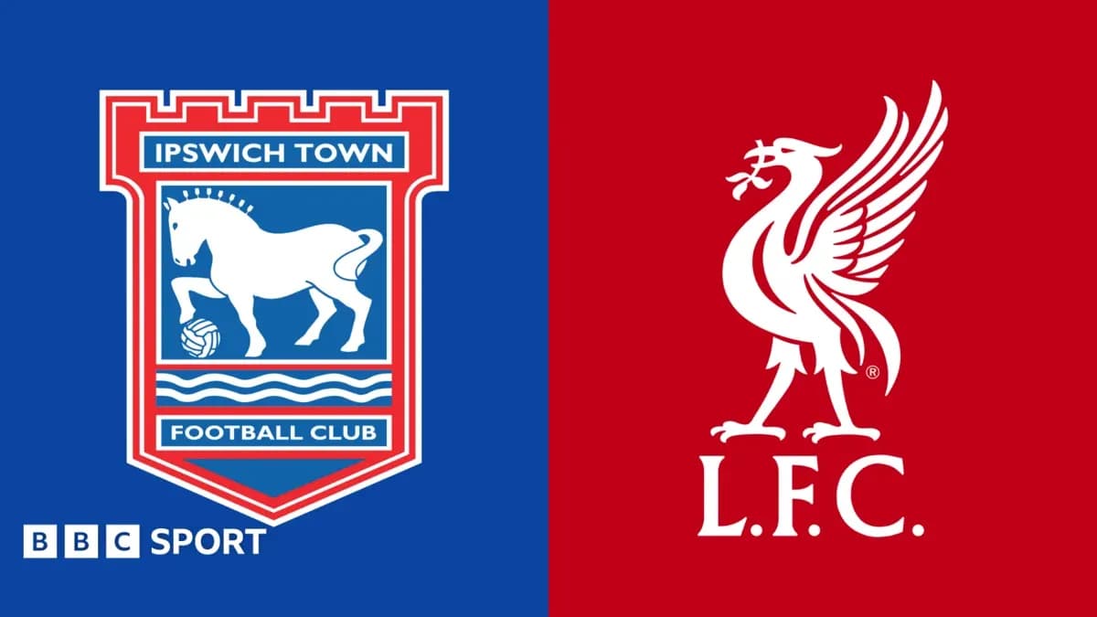 Логотипы Ipswich Town и Liverpool на фоне Логотипы Ipswich Town и Liverpool на фоне